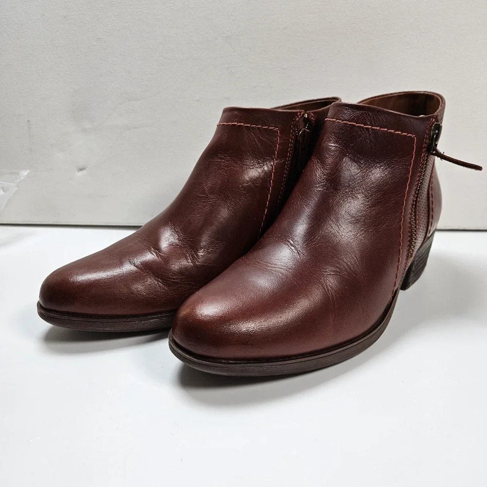 Cobb‎ Hill by Rockport Women's Oliana Panel Boot Ankle Zip Brown 7 M Bootie